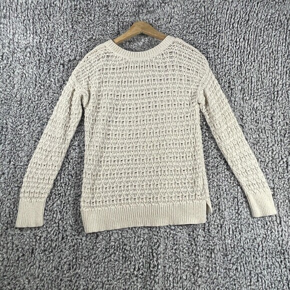 Ann Taylor Loft Loose Knit Sweater Long Sleeve Crew Neck Cream Women's Size XS - Picture 5 of 6